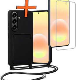 Nomfy Nomfy Samsung Galaxy A57 Hoesje Pashouder met Koord Met Screenprotector - Zwart
