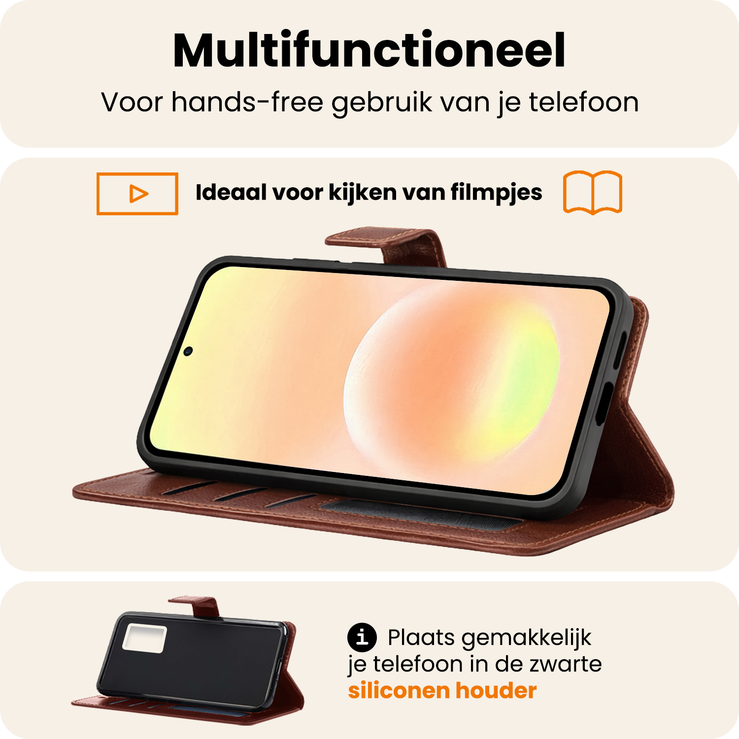 Nomfy Nomfy Samsung Galaxy A57 Hoesje Bookcase - Bruin