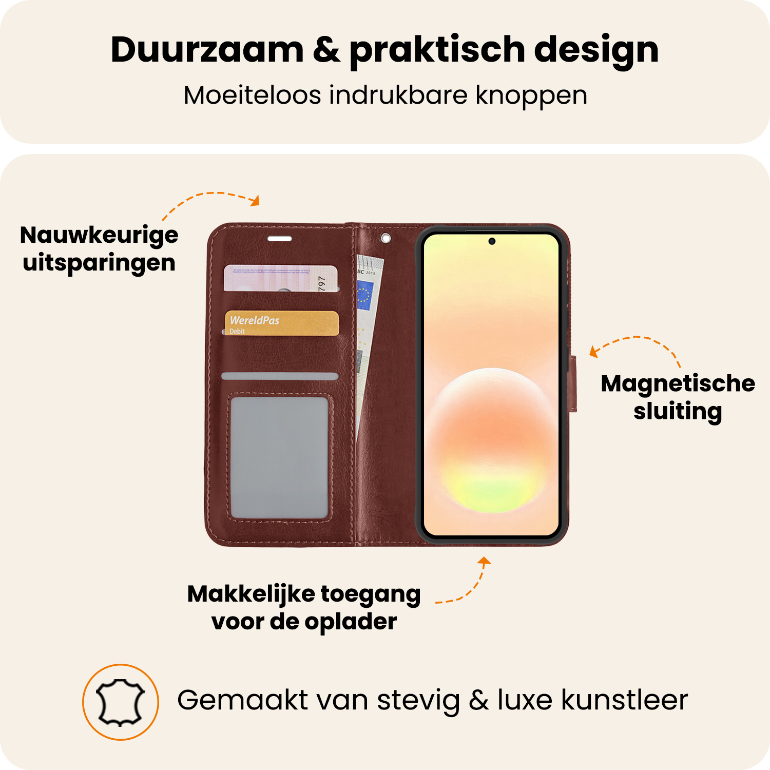 Nomfy Nomfy Samsung Galaxy A57 Hoesje Bookcase - Bruin