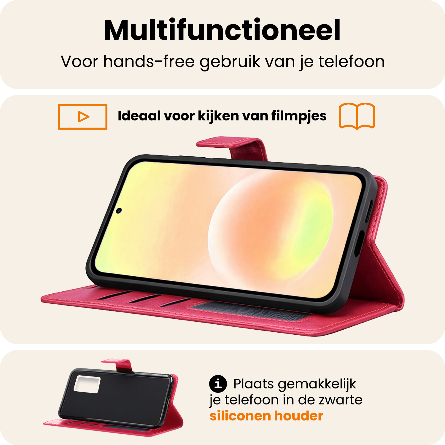 Nomfy Nomfy Samsung Galaxy A57 Hoesje Bookcase - Donkerroze