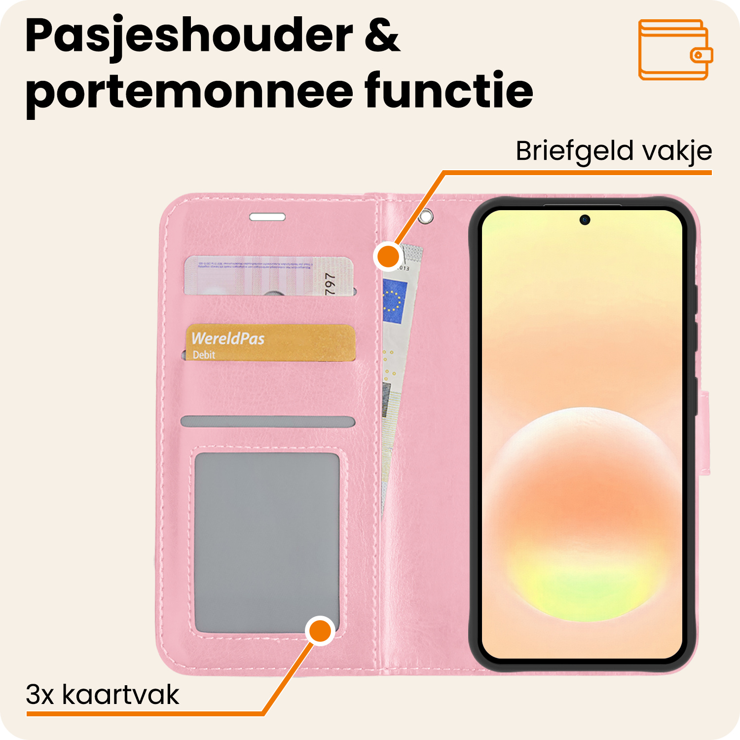 Nomfy Nomfy Samsung Galaxy A57 Hoesje Bookcase - Lichtroze