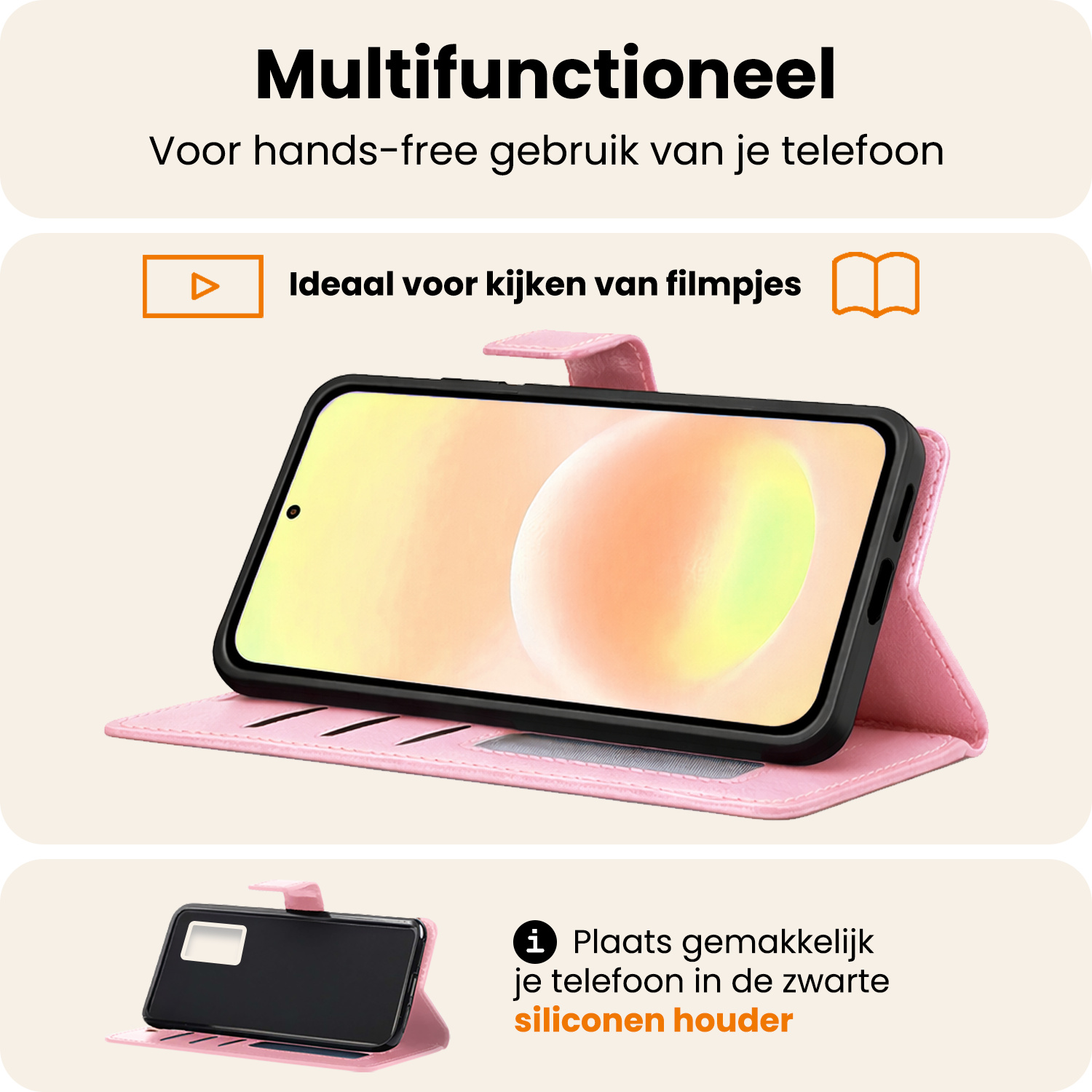 Nomfy Nomfy Samsung Galaxy A57 Hoesje Bookcase - Lichtroze