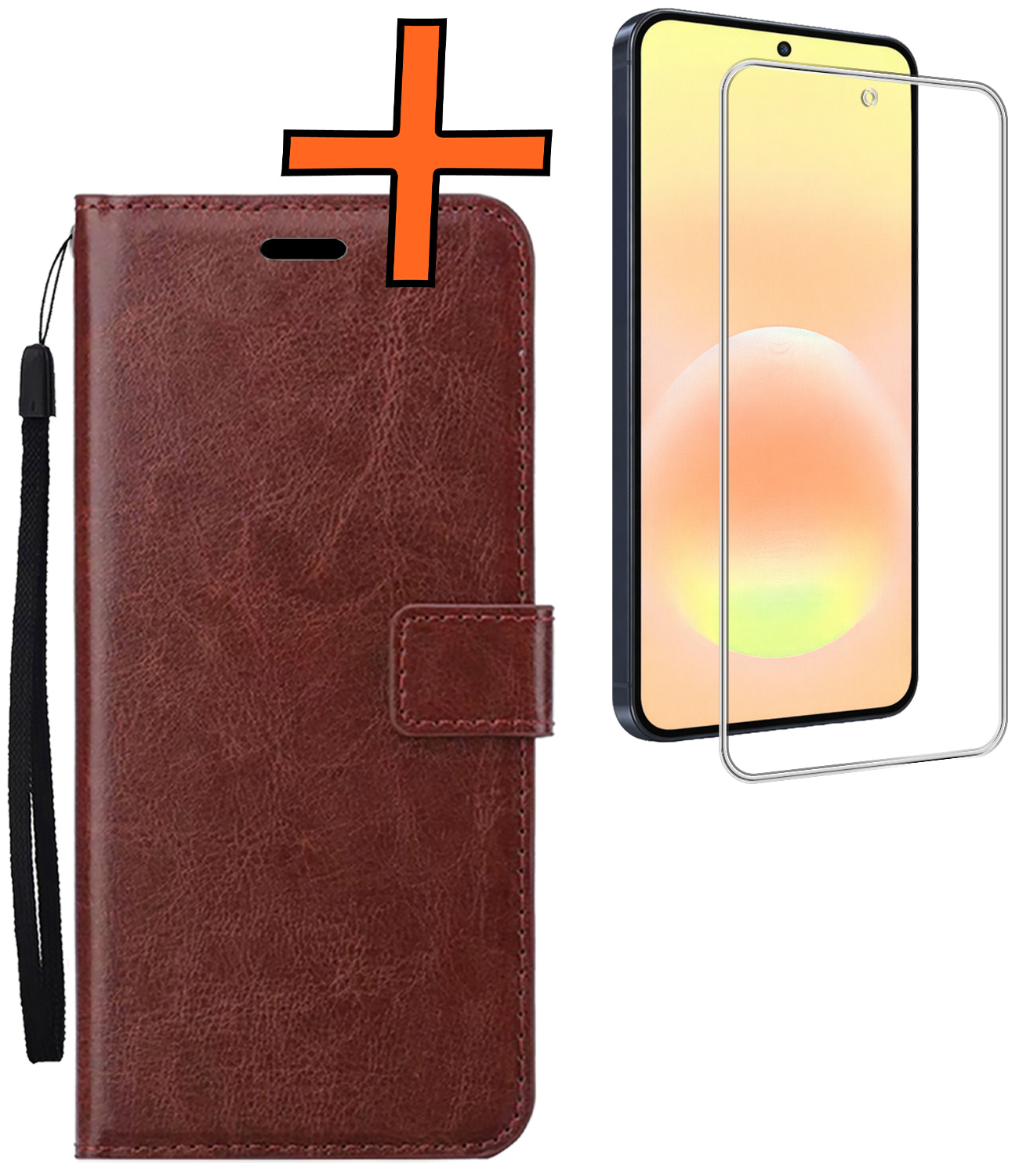 Nomfy Nomfy Samsung Galaxy A57 Hoesje Bookcase Met Screenprotector - Bruin