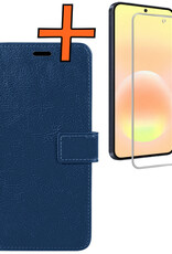 Nomfy Nomfy Samsung Galaxy A57 Hoesje Bookcase Met Screenprotector - Donkerblauw