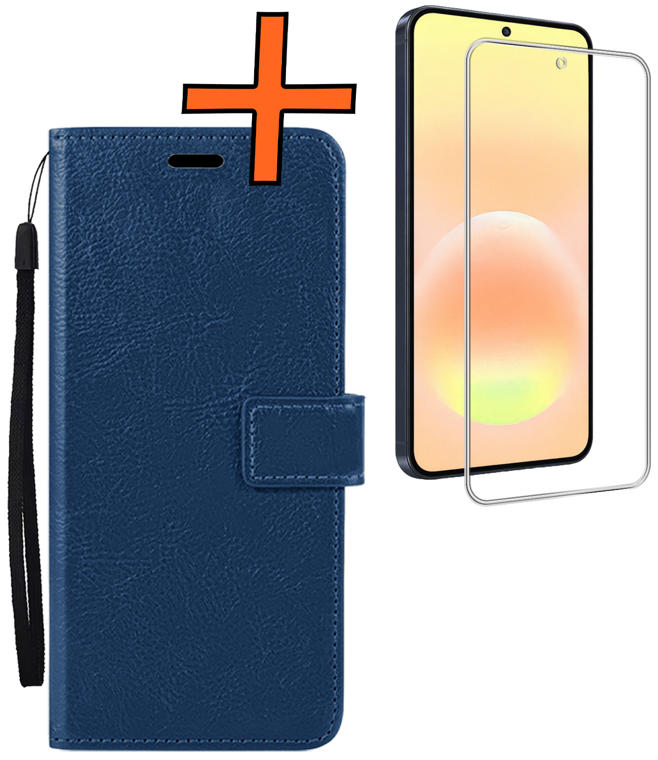 Nomfy Nomfy Samsung Galaxy A57 Hoesje Bookcase Met Screenprotector - Donkerblauw