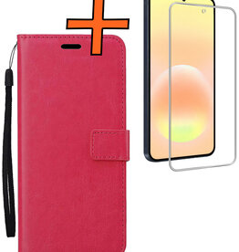 Nomfy Nomfy Samsung Galaxy A57 Hoesje Bookcase Met Screenprotector - Donkerroze