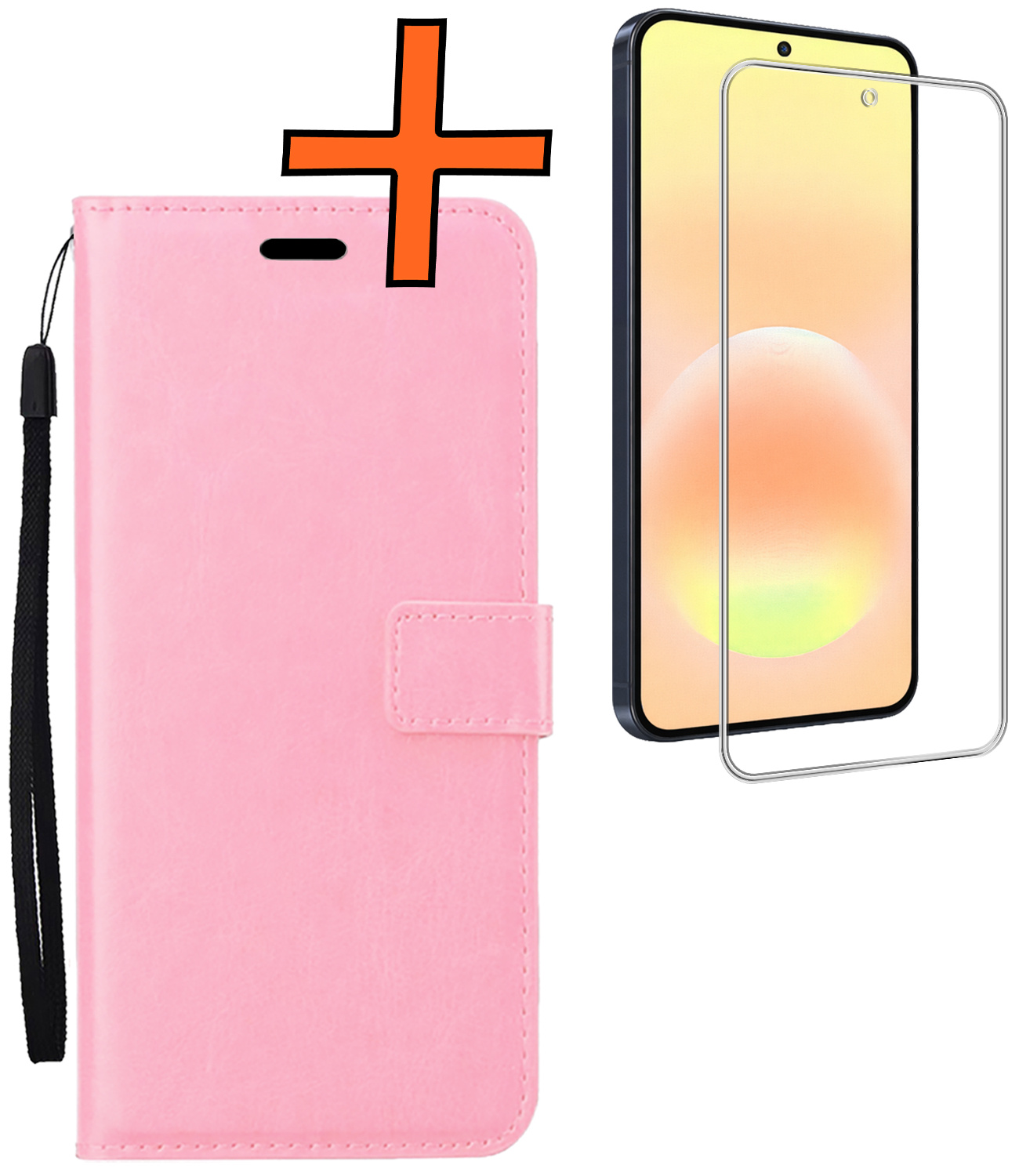 Nomfy Nomfy Samsung Galaxy A57 Hoesje Bookcase Met Screenprotector - Lichtroze