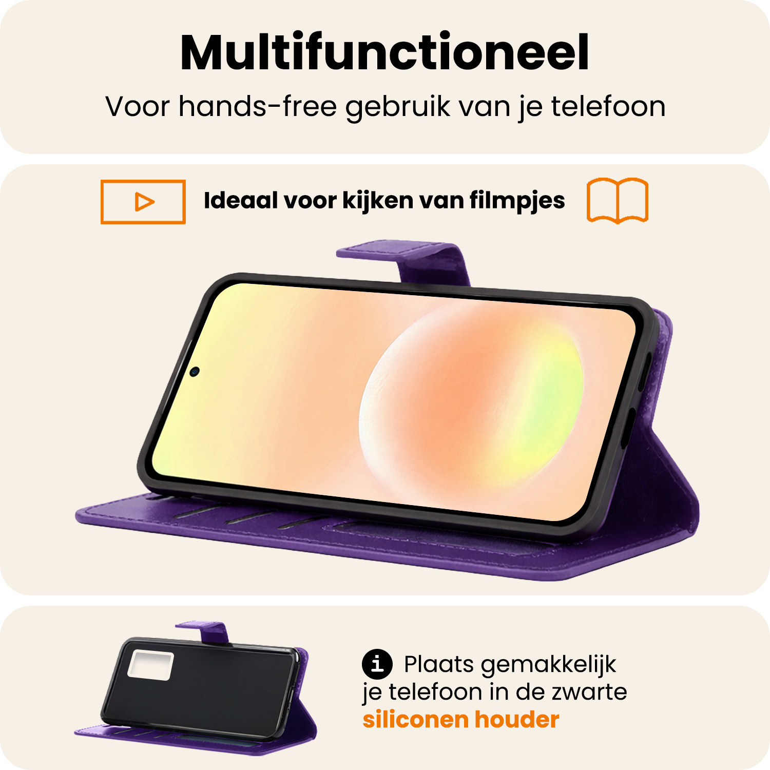 Nomfy Nomfy Samsung Galaxy A57 Hoesje Bookcase Met Screenprotector - Paars