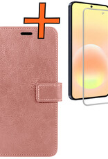 Nomfy Nomfy Samsung Galaxy A57 Hoesje Bookcase Met Screenprotector - Rose Goud