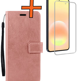 Nomfy Nomfy Samsung Galaxy A57 Hoesje Bookcase Met Screenprotector - Rose Goud