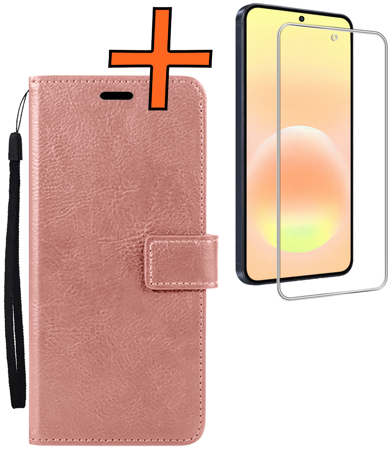 Nomfy Nomfy Samsung Galaxy A57 Hoesje Bookcase Met Screenprotector - Rose Goud