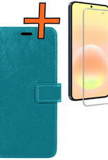 Nomfy Nomfy Samsung Galaxy A57 Hoesje Bookcase Met Screenprotector - Turquoise