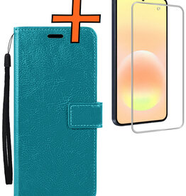 Nomfy Nomfy Samsung Galaxy A57 Hoesje Bookcase Met Screenprotector - Turquoise