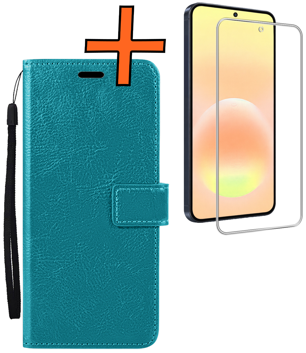 Nomfy Nomfy Samsung Galaxy A57 Hoesje Bookcase Met Screenprotector - Turquoise