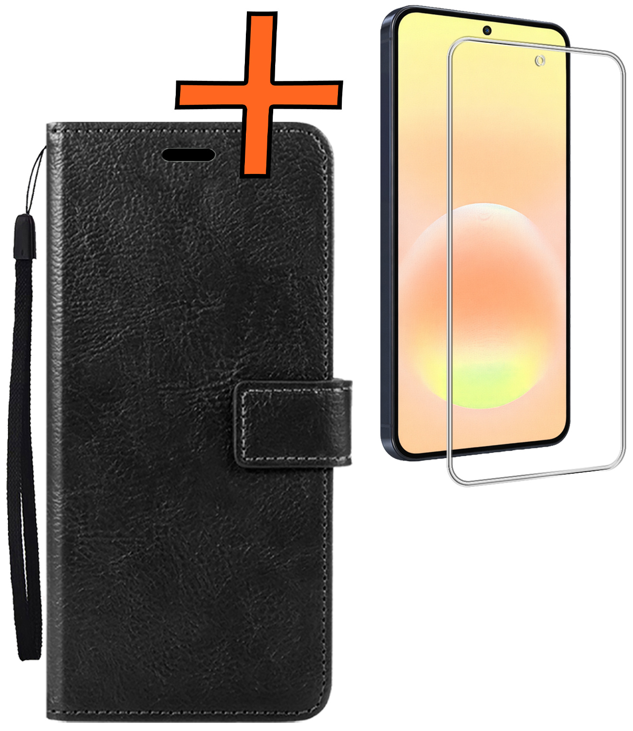 Nomfy Nomfy Samsung Galaxy A57 Hoesje Bookcase Met Screenprotector - Zwart