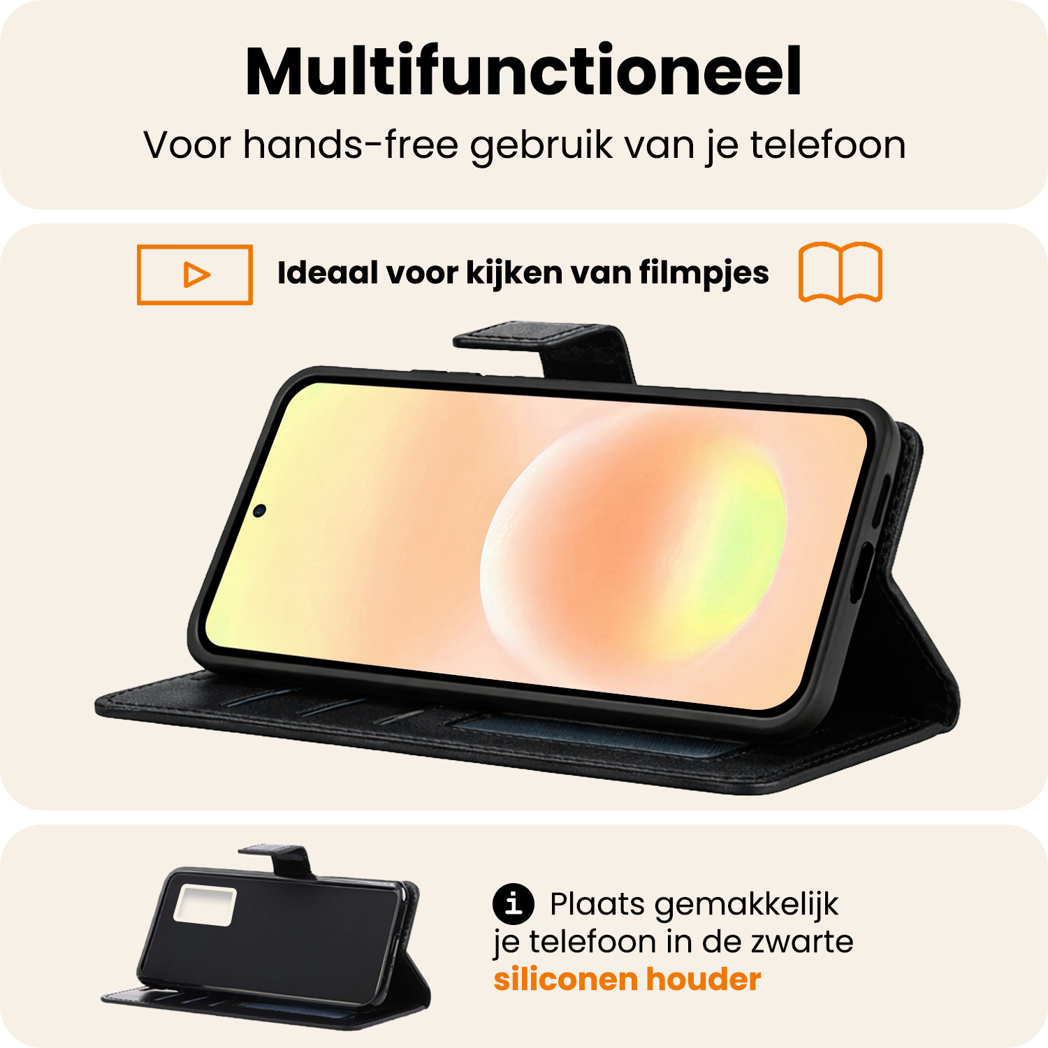 Nomfy Nomfy Samsung Galaxy A57 Hoesje Bookcase Met Screenprotector - Zwart