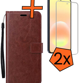 Nomfy Nomfy Samsung Galaxy A57 Hoesje Bookcase Met 2x Screenprotector - Bruin