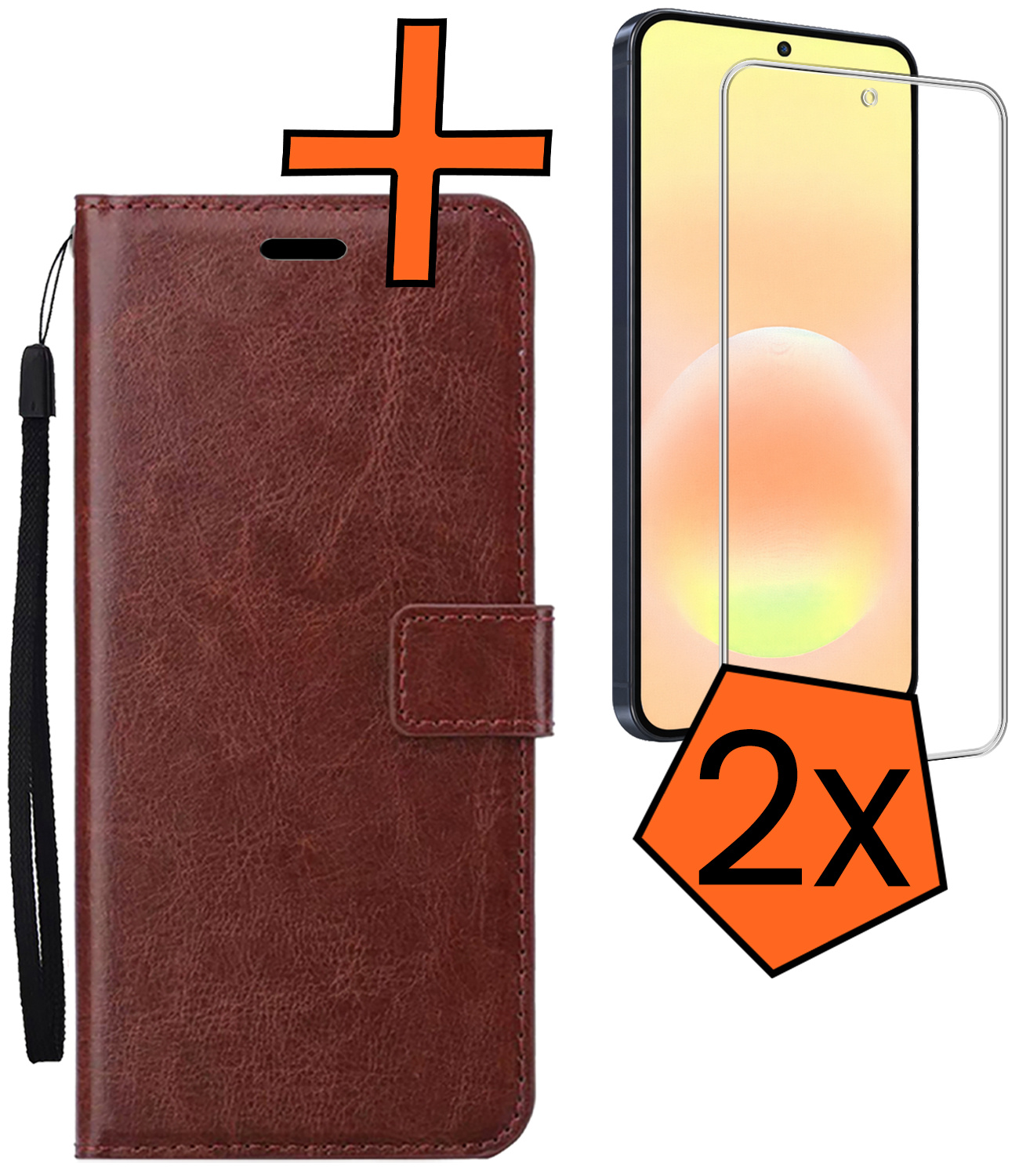 Nomfy Nomfy Samsung Galaxy A57 Hoesje Bookcase Met 2x Screenprotector - Bruin