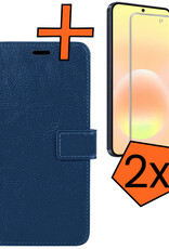 Nomfy Nomfy Samsung Galaxy A57 Hoesje Bookcase Met 2x Screenprotector - Donkerblauw