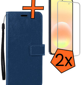 Nomfy Nomfy Samsung Galaxy A57 Hoesje Bookcase Met 2x Screenprotector - Donkerblauw