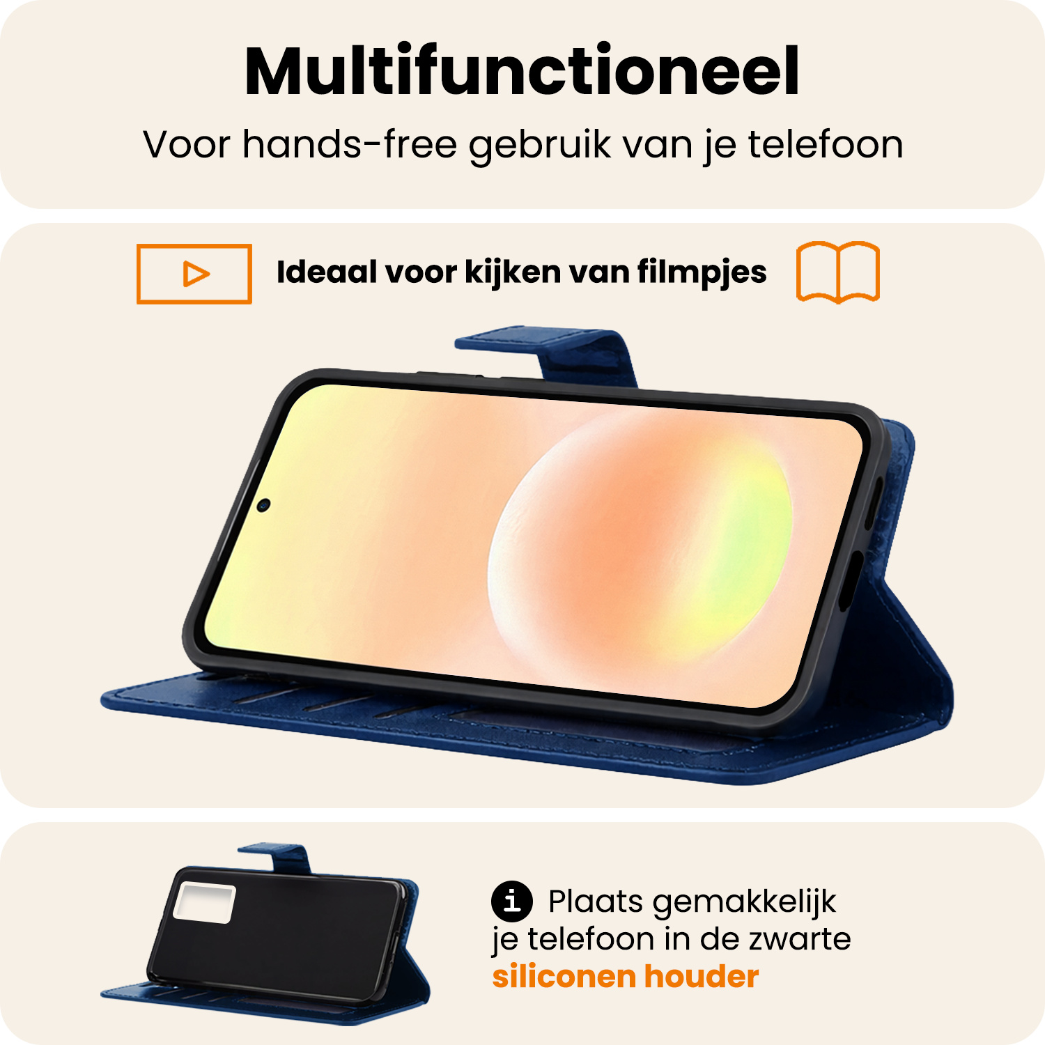 Nomfy Nomfy Samsung Galaxy A57 Hoesje Bookcase Met 2x Screenprotector - Donkerblauw