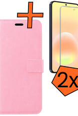 Nomfy Nomfy Samsung Galaxy A57 Hoesje Bookcase Met 2x Screenprotector - Lichtroze