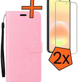 Nomfy Nomfy Samsung Galaxy A57 Hoesje Bookcase Met 2x Screenprotector - Lichtroze