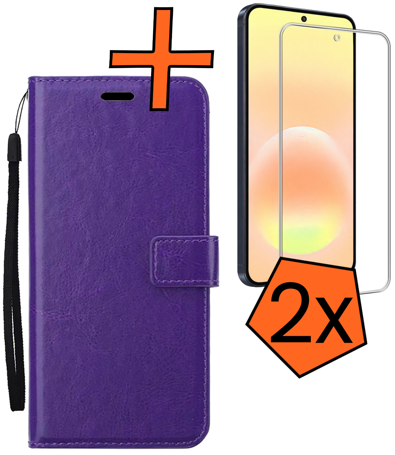 Nomfy Nomfy Samsung Galaxy A57 Hoesje Bookcase Met 2x Screenprotector - Paars