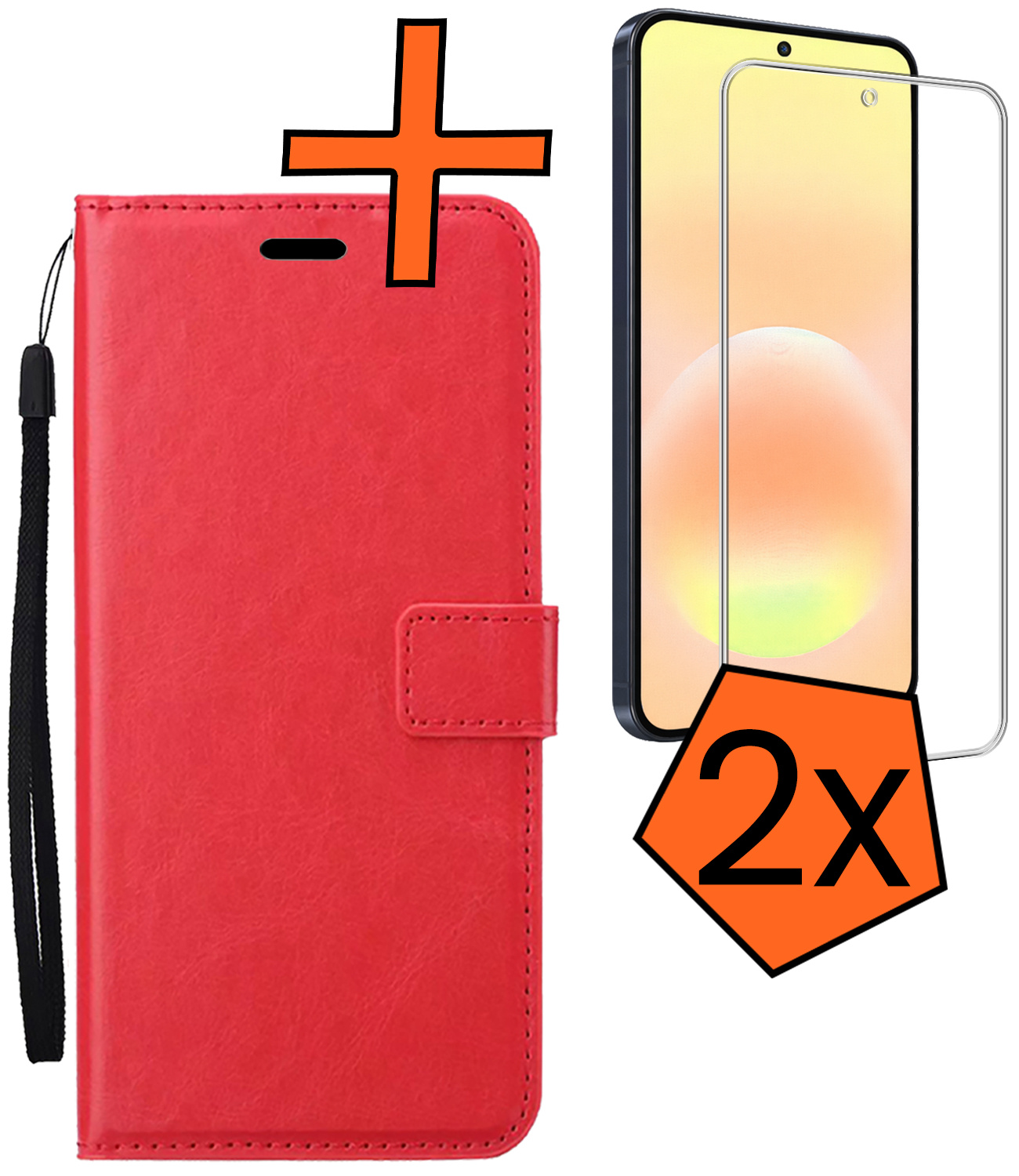 Nomfy Nomfy Samsung Galaxy A57 Hoesje Bookcase Met 2x Screenprotector - Rood
