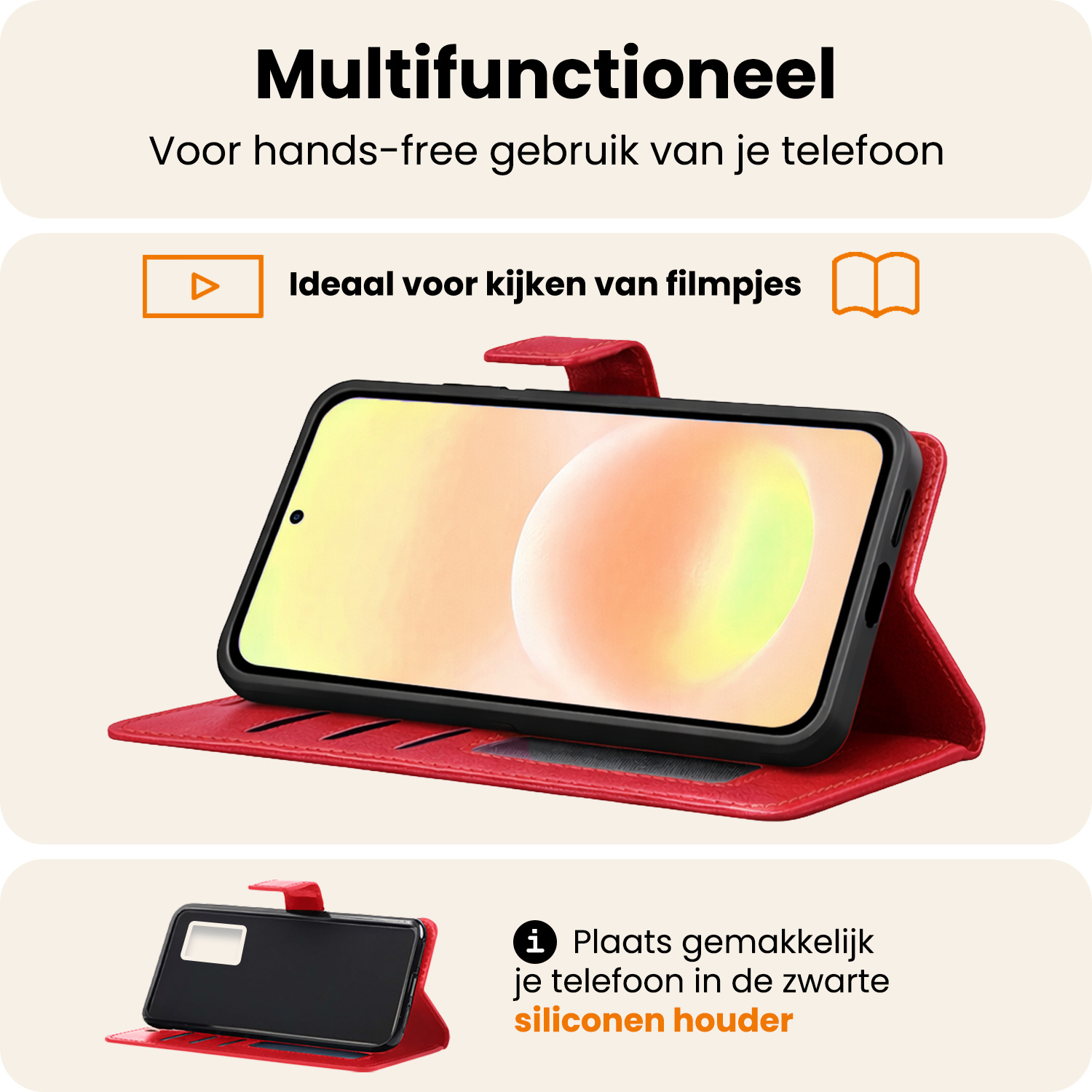 Nomfy Nomfy Samsung Galaxy A57 Hoesje Bookcase Met 2x Screenprotector - Rood