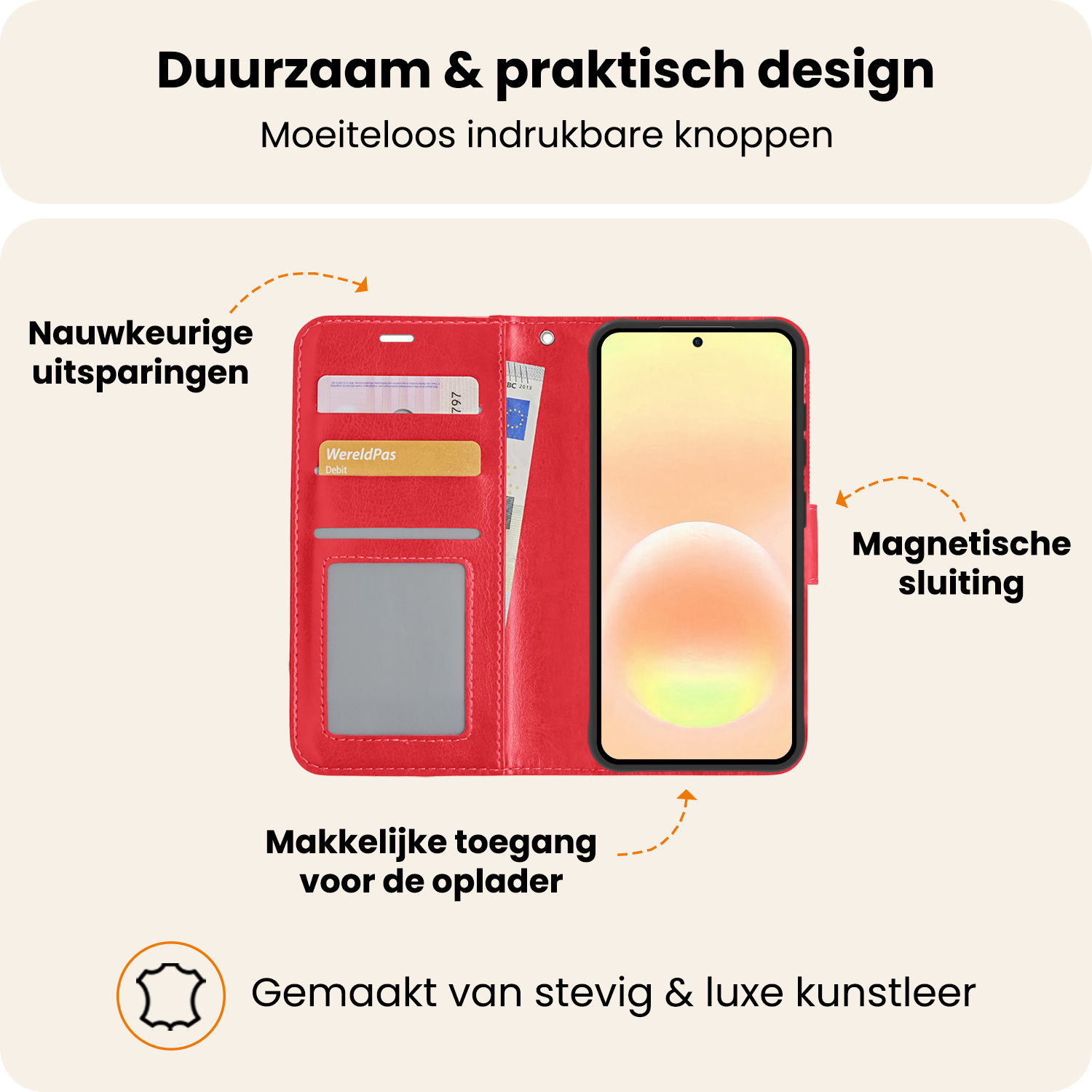 Nomfy Nomfy Samsung Galaxy A57 Hoesje Bookcase Met 2x Screenprotector - Rood