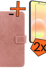 Nomfy Nomfy Samsung Galaxy A57 Hoesje Bookcase Met 2x Screenprotector - Rose Goud