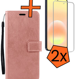 Nomfy Nomfy Samsung Galaxy A57 Hoesje Bookcase Met 2x Screenprotector - Rose Goud