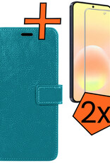 Nomfy Nomfy Samsung Galaxy A57 Hoesje Bookcase Met 2x Screenprotector - Turquoise