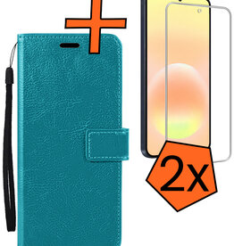 Nomfy Nomfy Samsung Galaxy A57 Hoesje Bookcase Met 2x Screenprotector - Turquoise