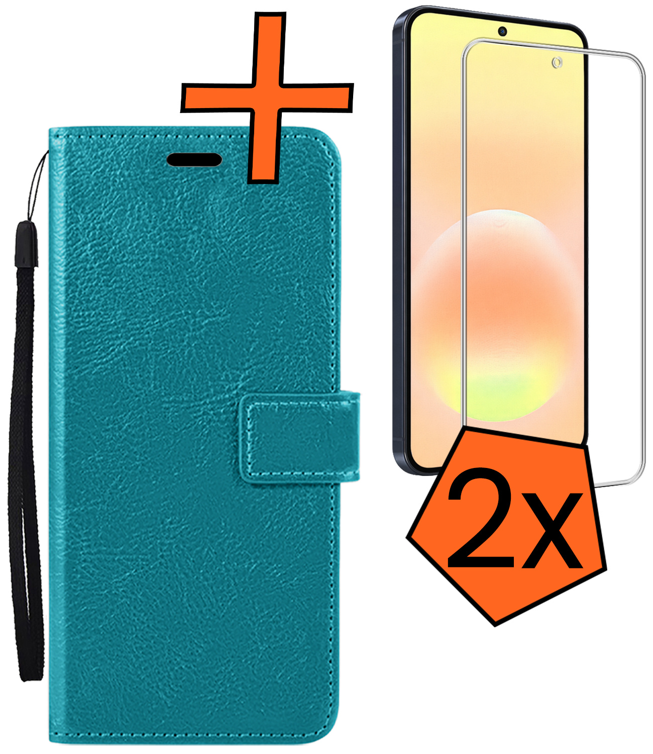 Nomfy Nomfy Samsung Galaxy A57 Hoesje Bookcase Met 2x Screenprotector - Turquoise