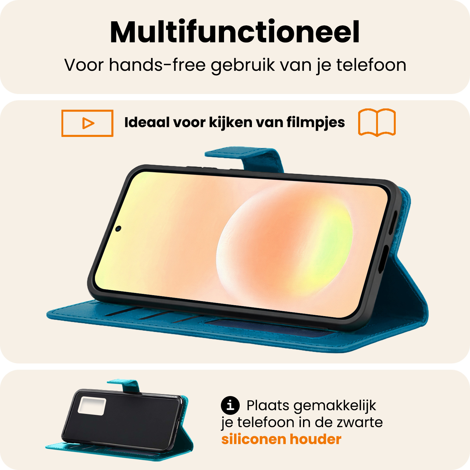 Nomfy Nomfy Samsung Galaxy A57 Hoesje Bookcase Met 2x Screenprotector - Turquoise