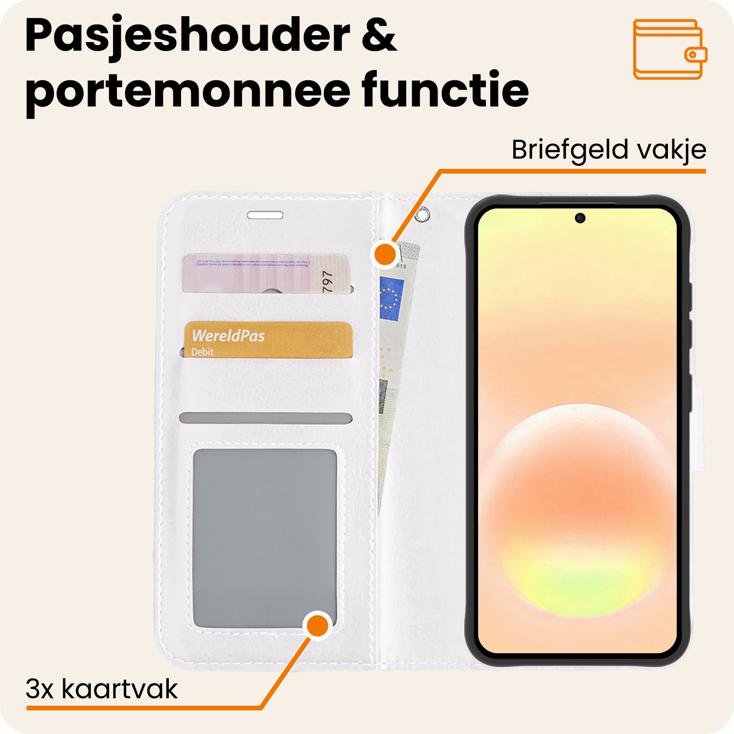 Nomfy Nomfy Samsung Galaxy A57 Hoesje Bookcase Met 2x Screenprotector - Wit