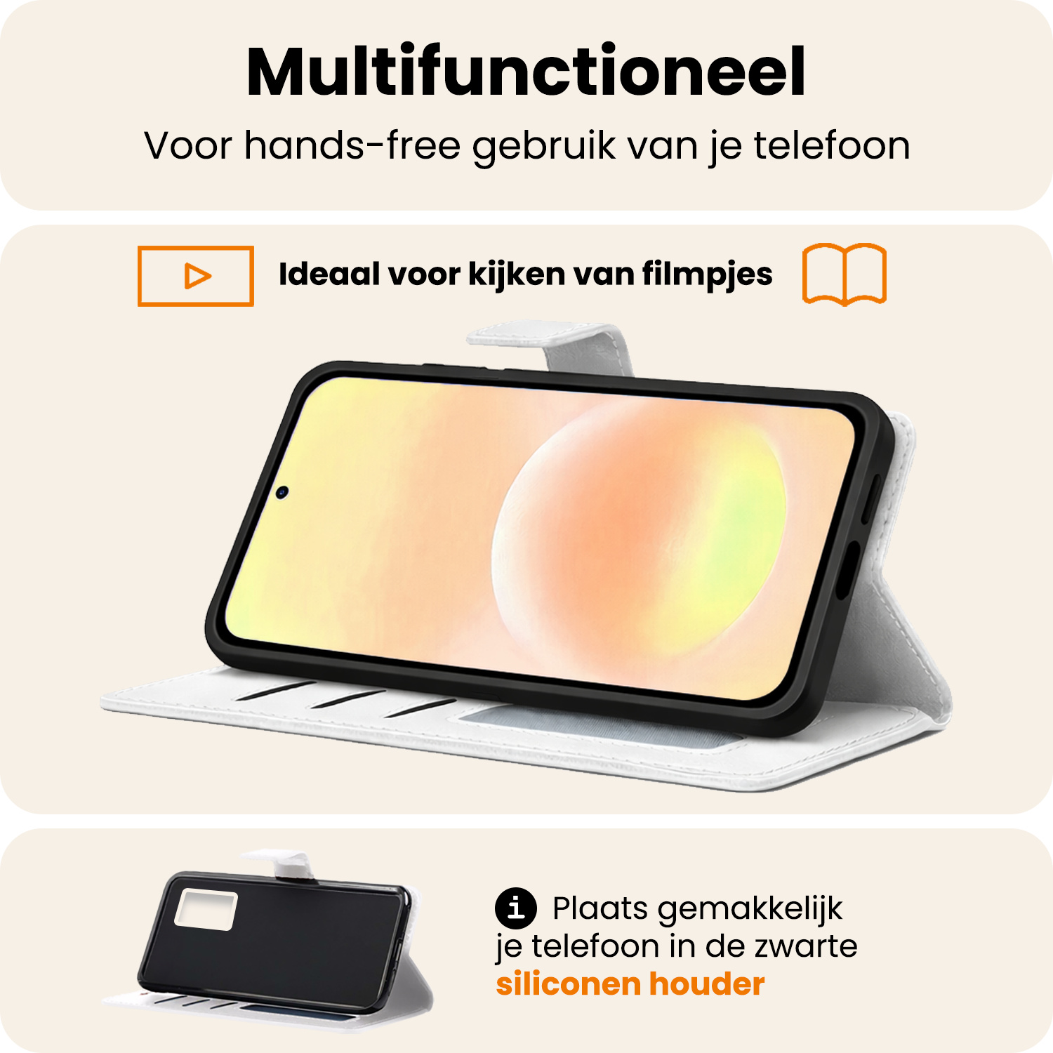 Nomfy Nomfy Samsung Galaxy A57 Hoesje Bookcase Met 2x Screenprotector - Wit