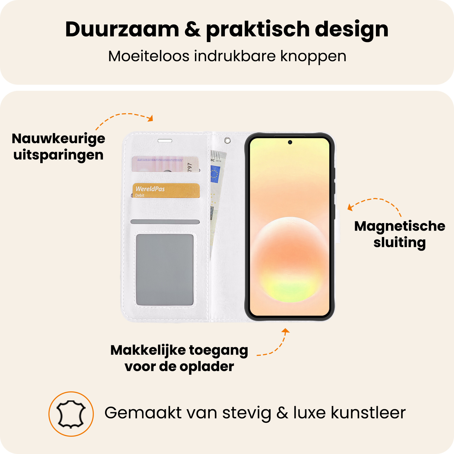 Nomfy Nomfy Samsung Galaxy A57 Hoesje Bookcase Met 2x Screenprotector - Wit