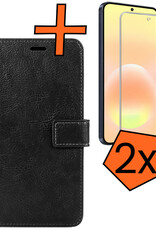 Nomfy Nomfy Samsung Galaxy A57 Hoesje Bookcase Met 2x Screenprotector - Zwart