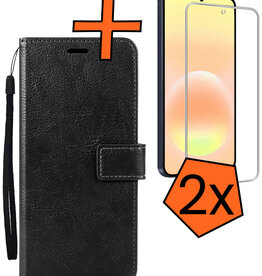 Nomfy Nomfy Samsung Galaxy A57 Hoesje Bookcase Met 2x Screenprotector - Zwart