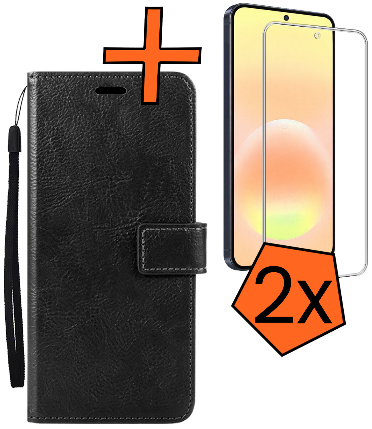 Nomfy Nomfy Samsung Galaxy A57 Hoesje Bookcase Met 2x Screenprotector - Zwart