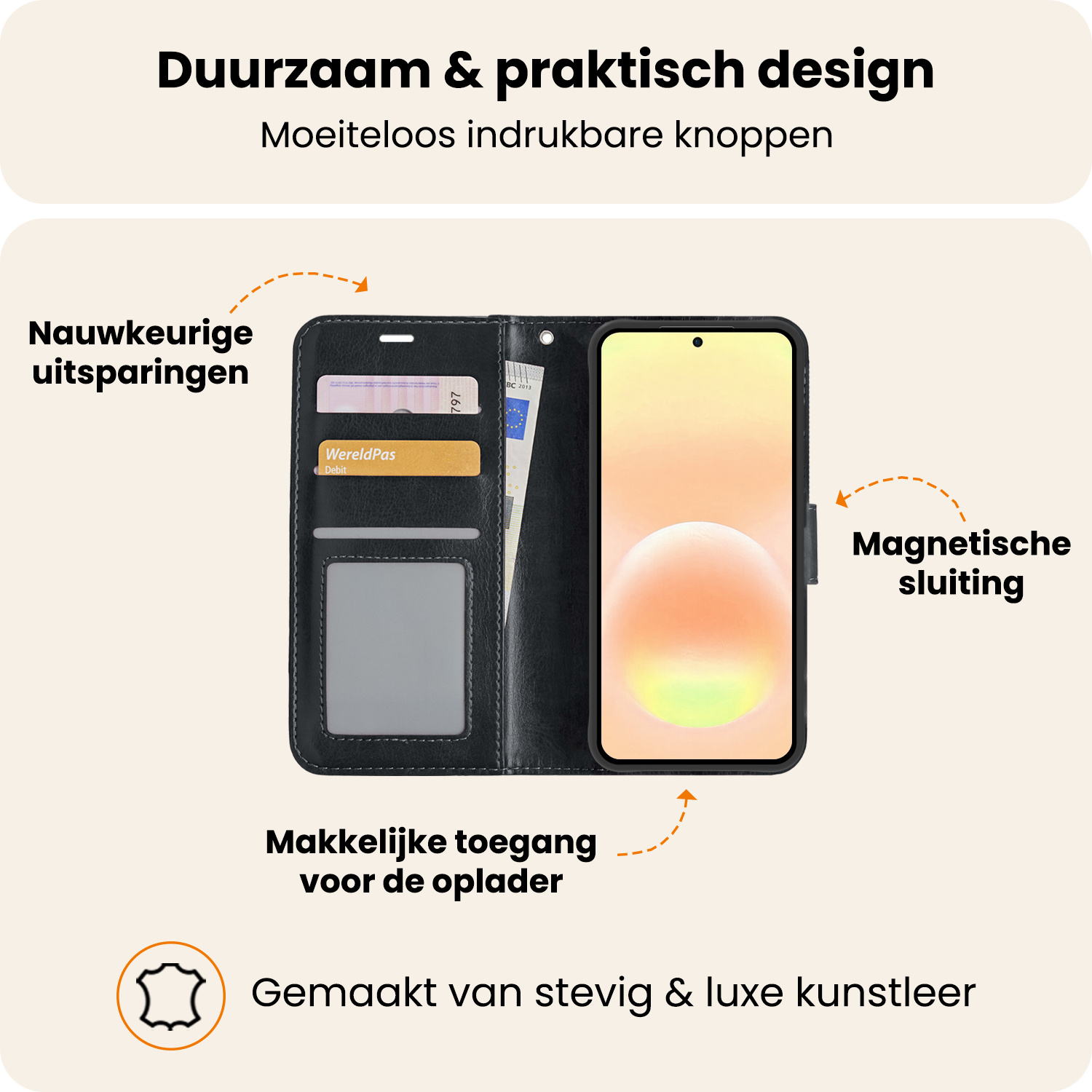 Nomfy Nomfy Samsung Galaxy A57 Hoesje Bookcase Met 2x Screenprotector - Zwart