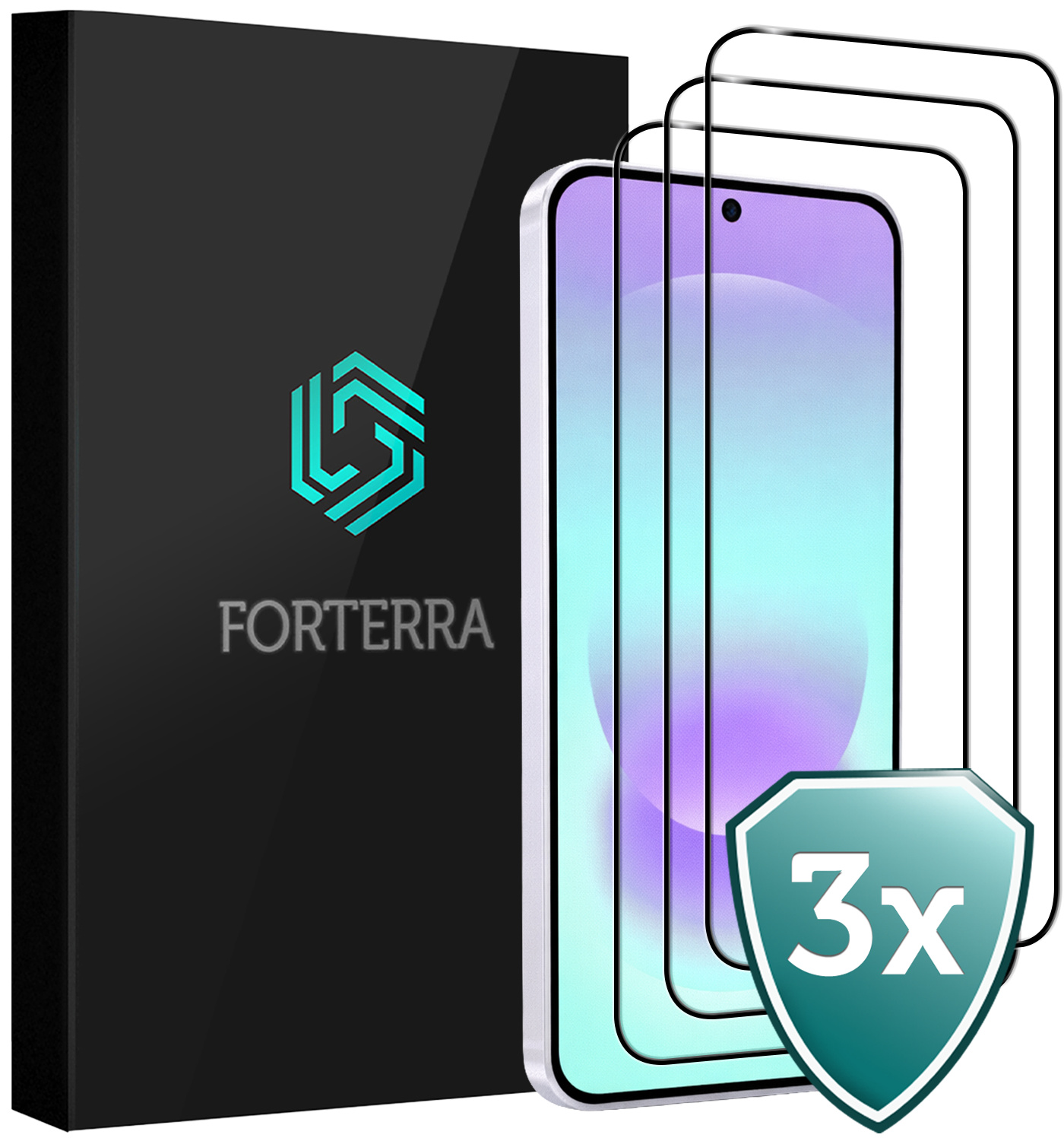Forterra Forterra Samsung Galaxy A37 Screenprotector Glas Full Cover - 3 PACK