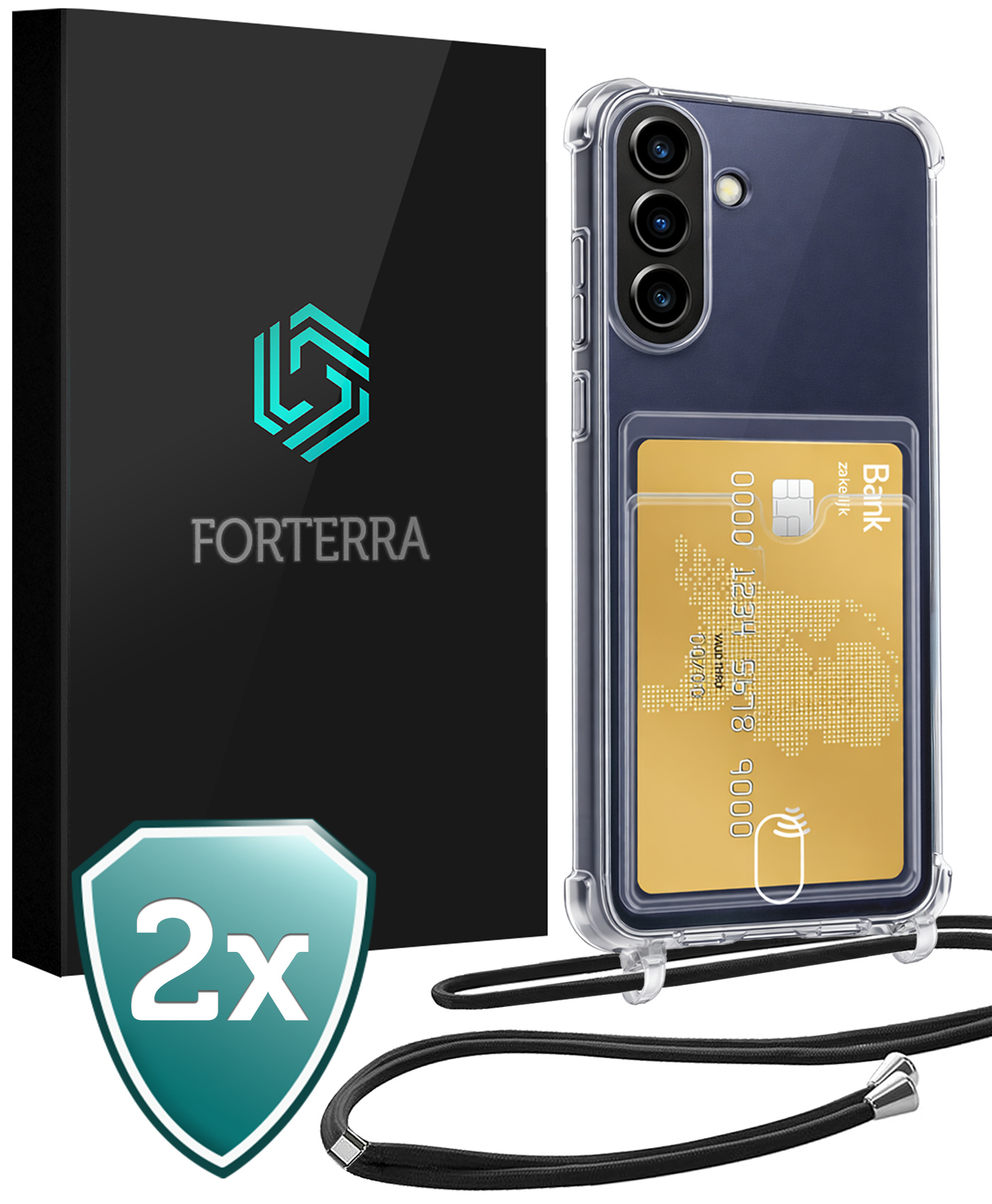 Forterra Forterra Samsung Galaxy A37 Hoesje Pashouder met Koord - 2 PACK