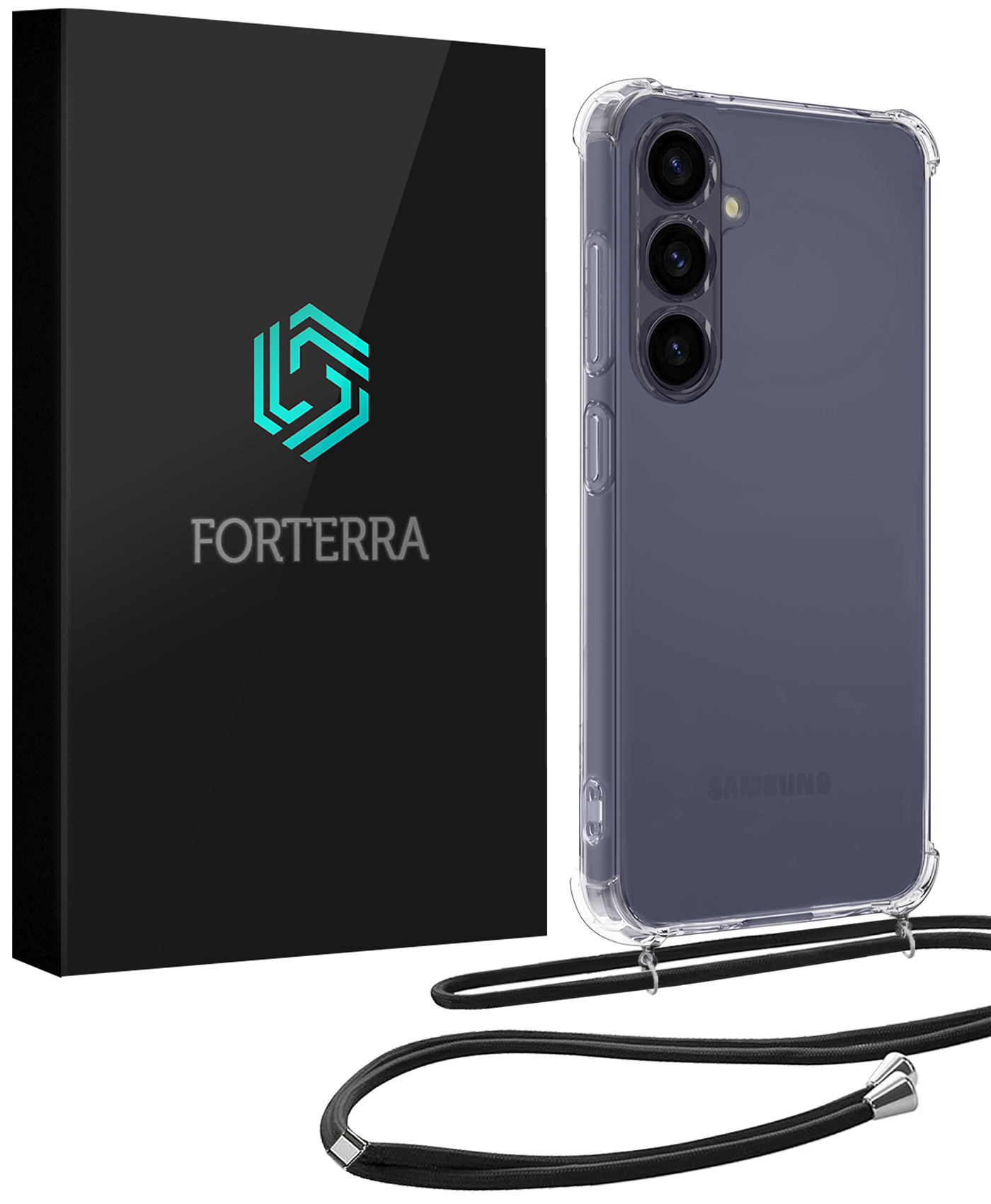 Forterra Forterra Samsung Galaxy A37 Hoesje Transparant Shockproof Met Zwart Koord