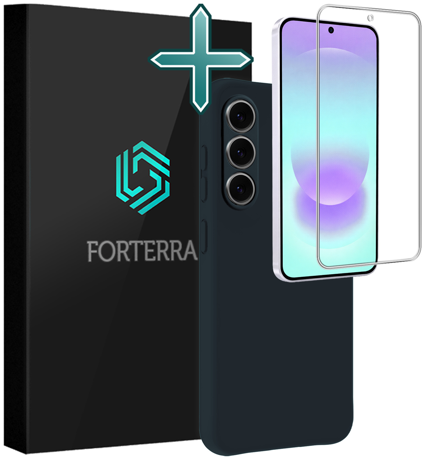 Forterra Forterra Samsung Galaxy A37 Hoesje Siliconen Met Screenprotector - Donkerblauw