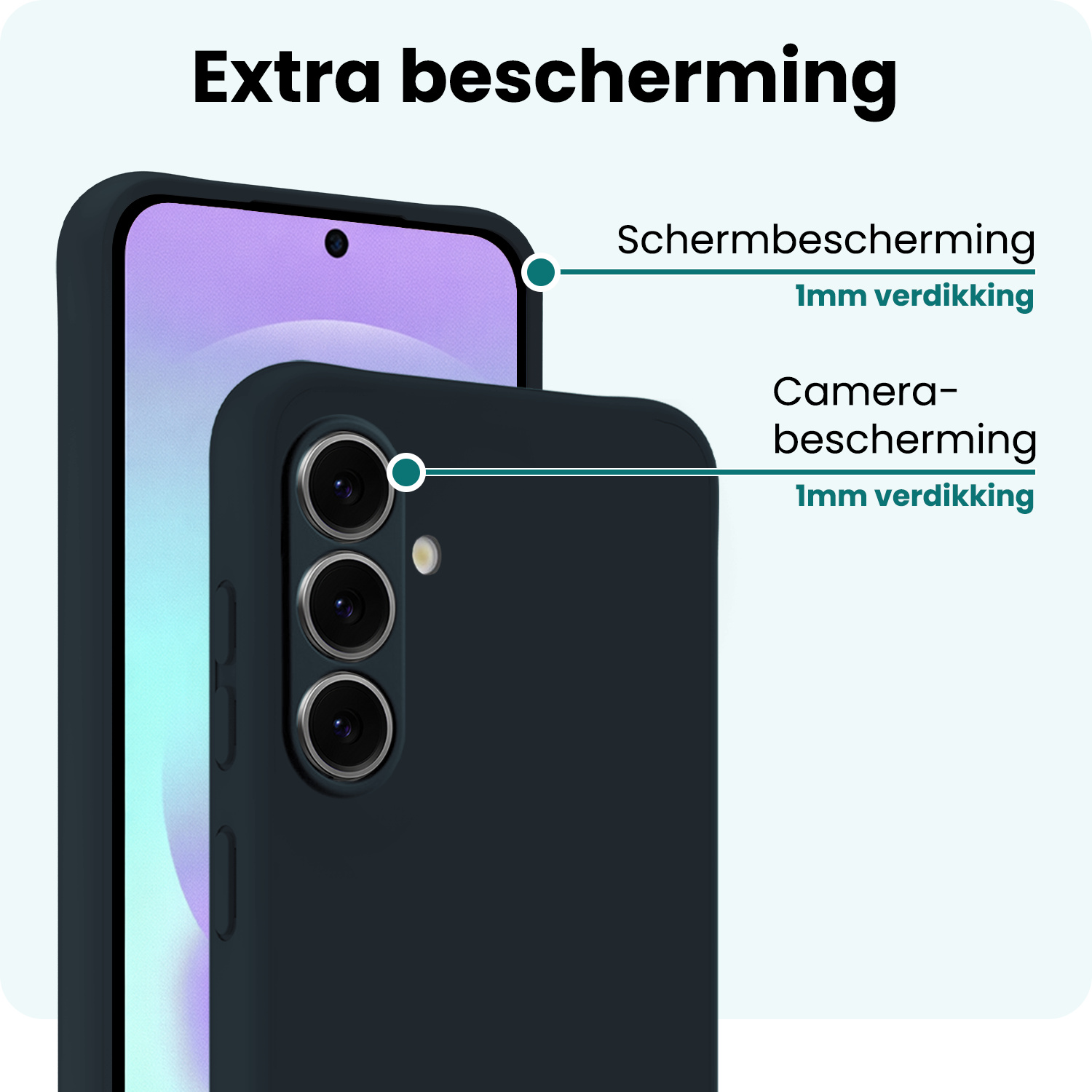 Forterra Forterra Samsung Galaxy A37 Hoesje Siliconen Met Screenprotector - Donkerblauw