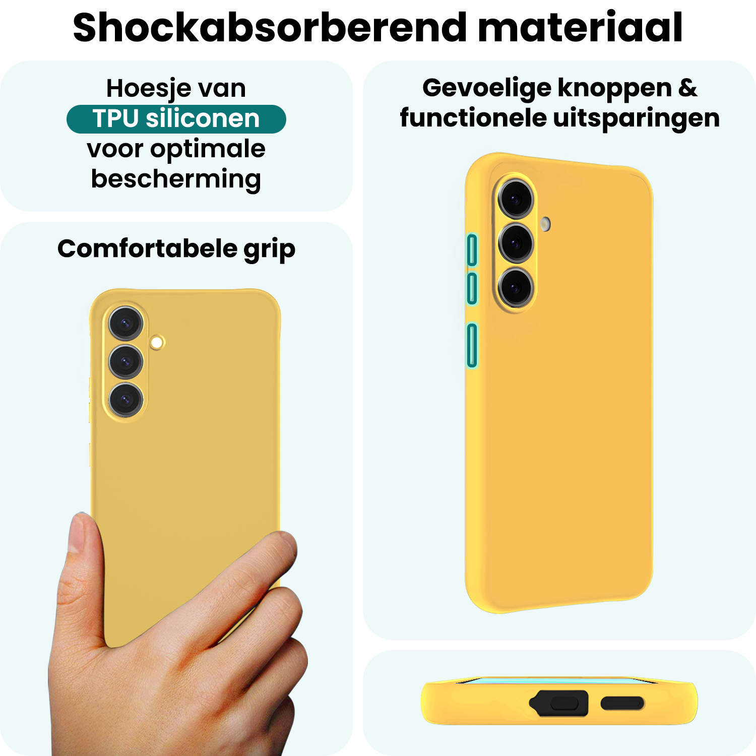 Forterra Forterra Samsung Galaxy A37 Hoesje Siliconen Met Screenprotector - Geel